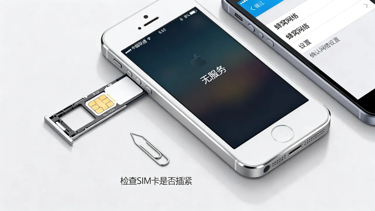 联通卡插到5s为什么无服务器，苹果5s联通卡无服务怎么解决
