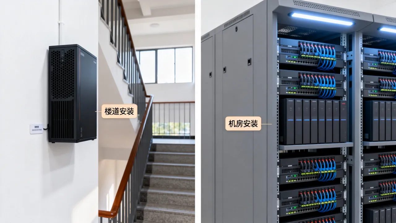 宽带服务器装在哪里，宽带服务器安装位置是在楼道还是机房？
