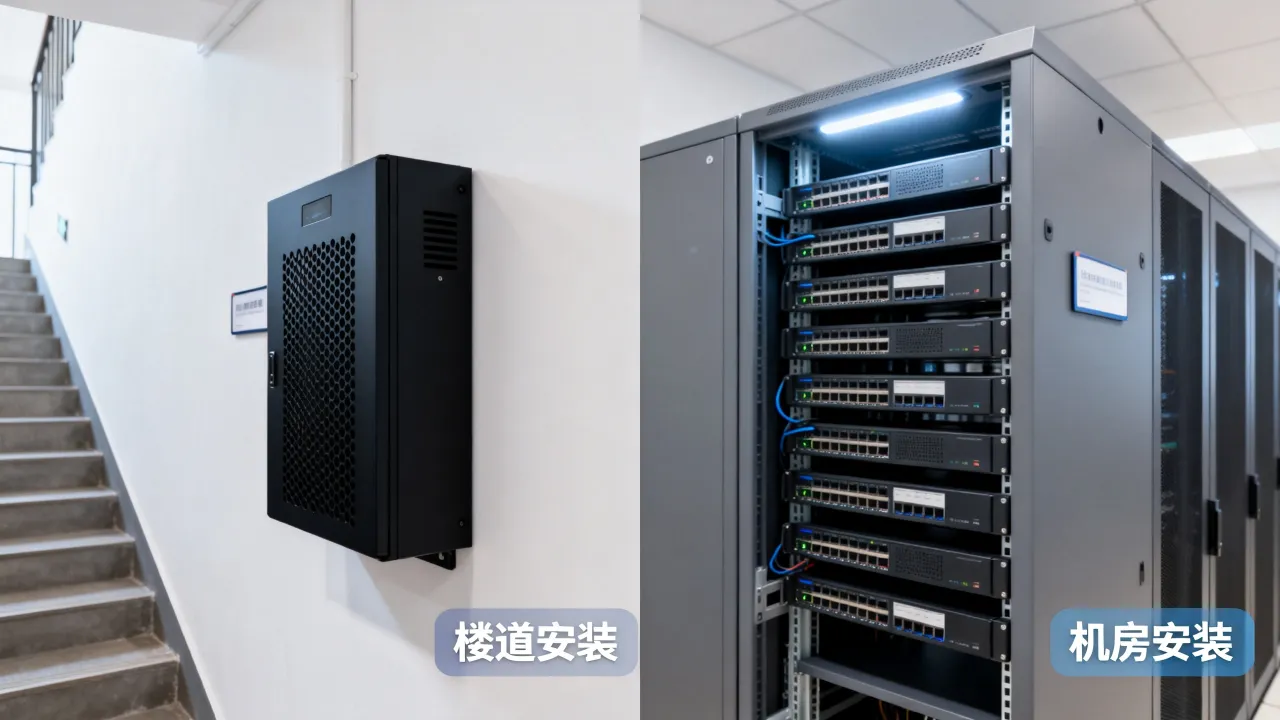 宽带服务器装在哪里，宽带服务器安装位置是在楼道还是机房？