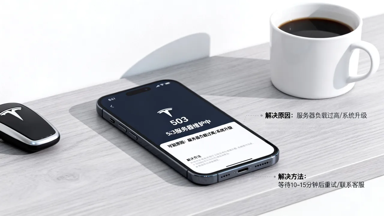 特斯拉app显示503服务器维护中怎么解决，原因是什么