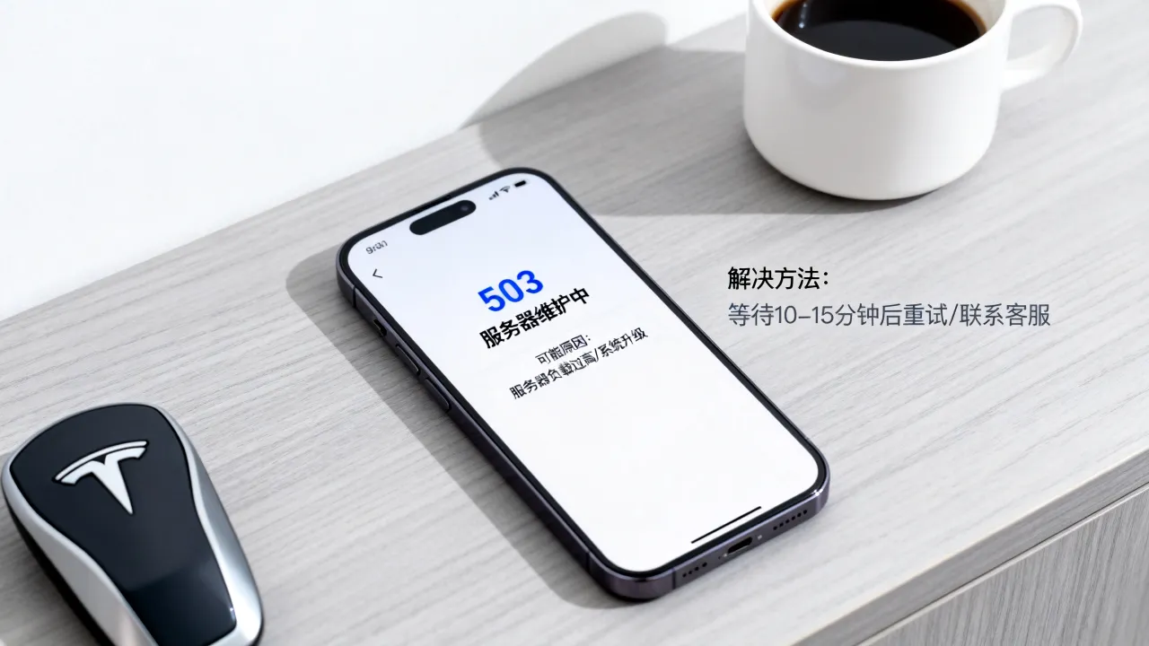 特斯拉app显示503服务器维护中怎么解决，原因是什么
