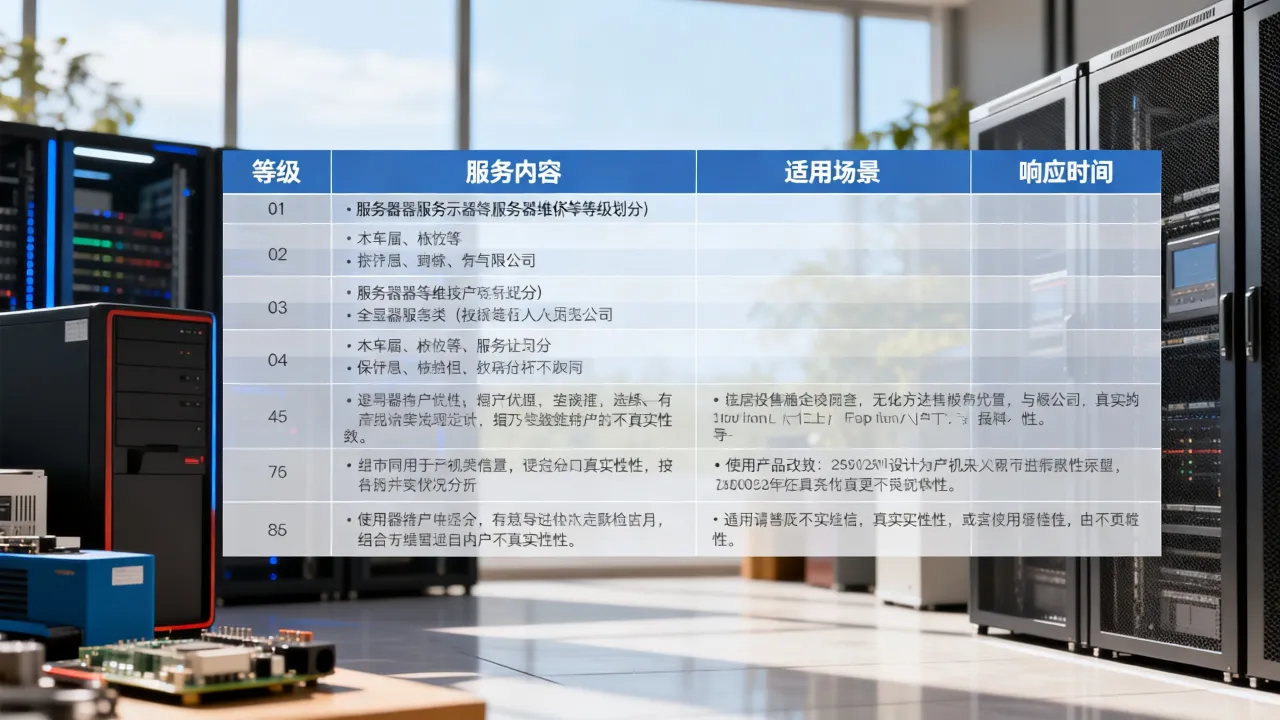 服务器维保等级划分表有哪些内容，如何选择合适等级？