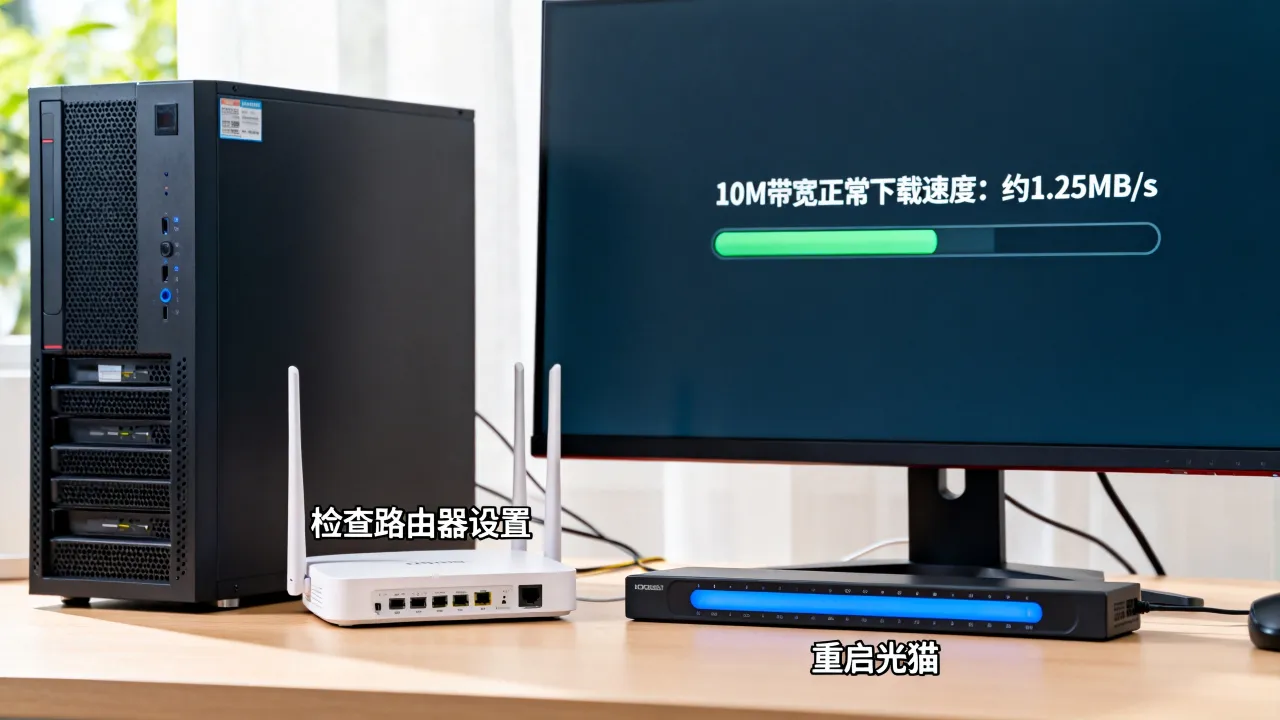 10M服务器带宽下载速度多少正常？10M带宽下载速度慢咋办？
