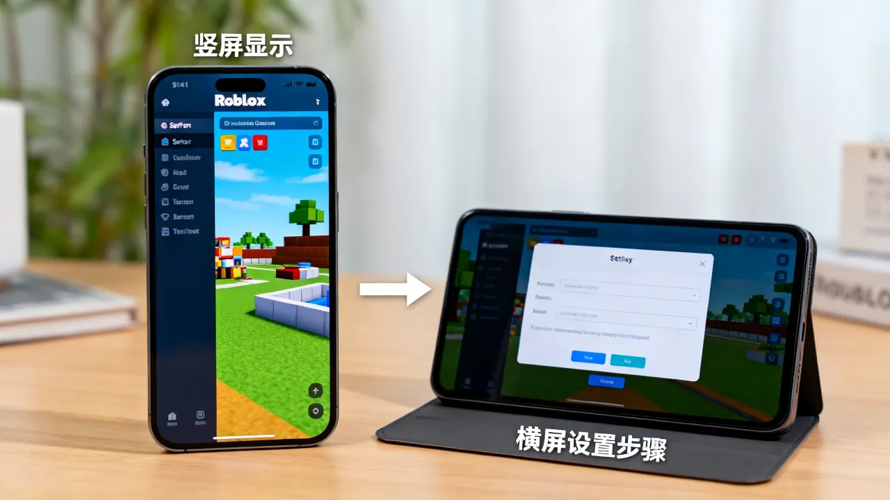 Roblox好玩的服务器为什么是竖屏，怎么设置成横屏显示？