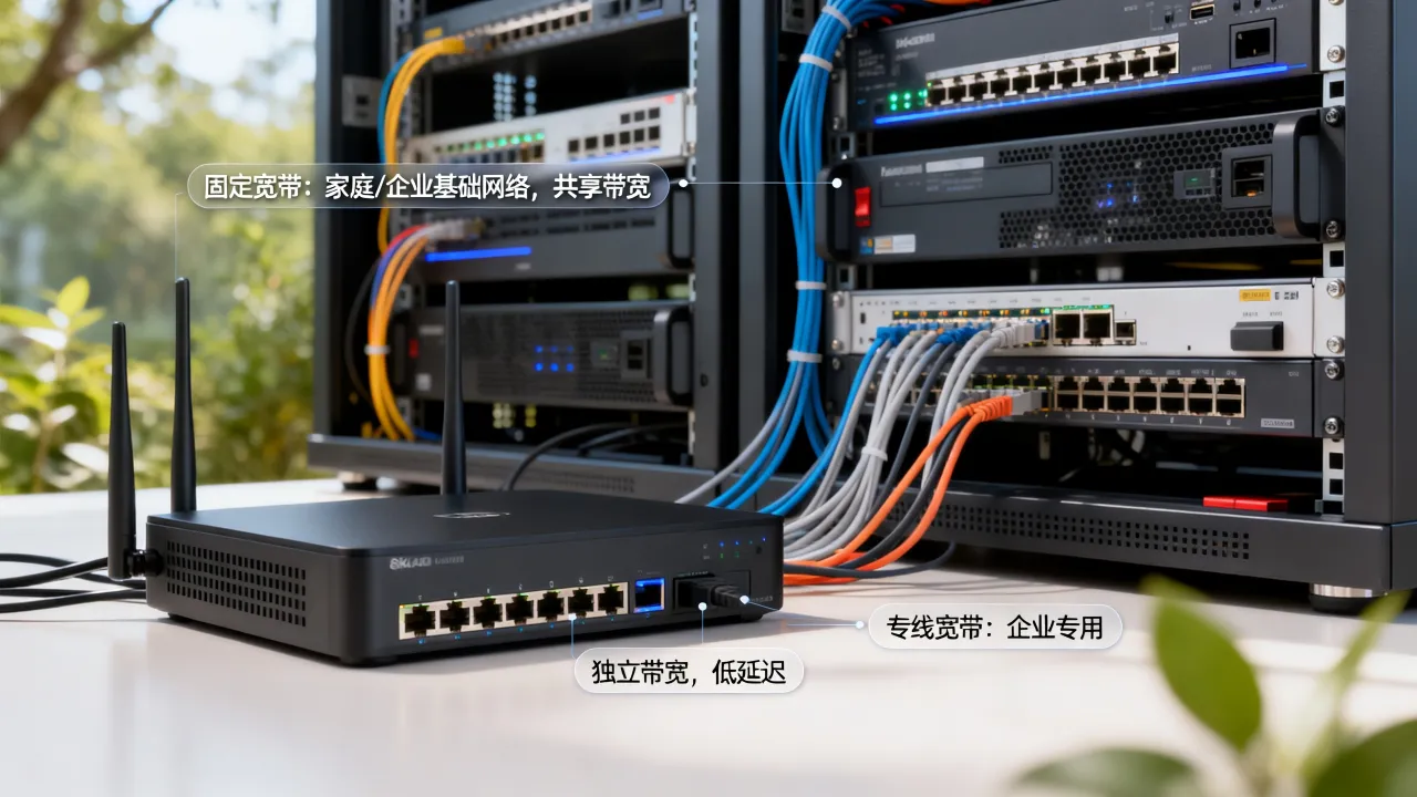 服务器固定宽带怎么办，固定宽带和专线宽带有什么区别？
