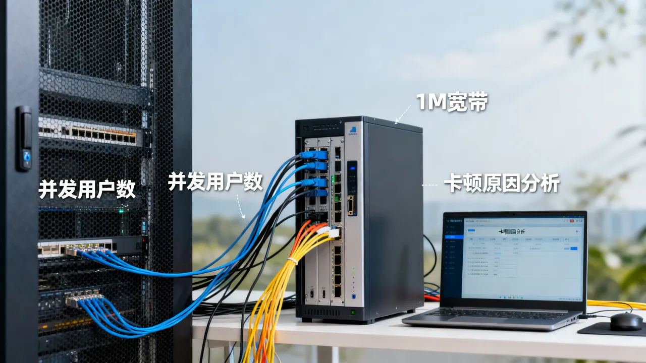 服务器1m宽带能承受多少人在线？网站卡顿如何解决？