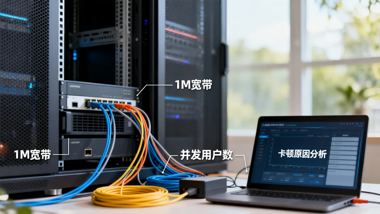 服务器1m宽带能承受多少人在线？网站卡顿如何解决？