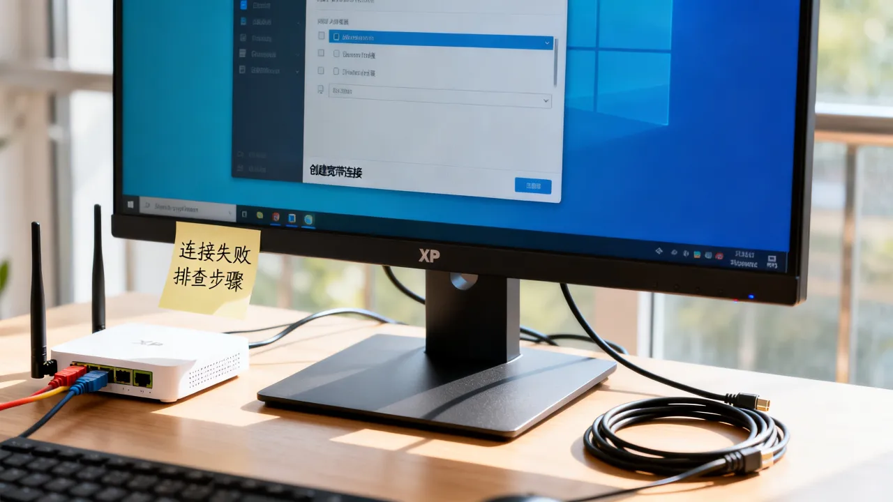 xp电脑怎么创建宽带连接服务器，连接失败怎么办？