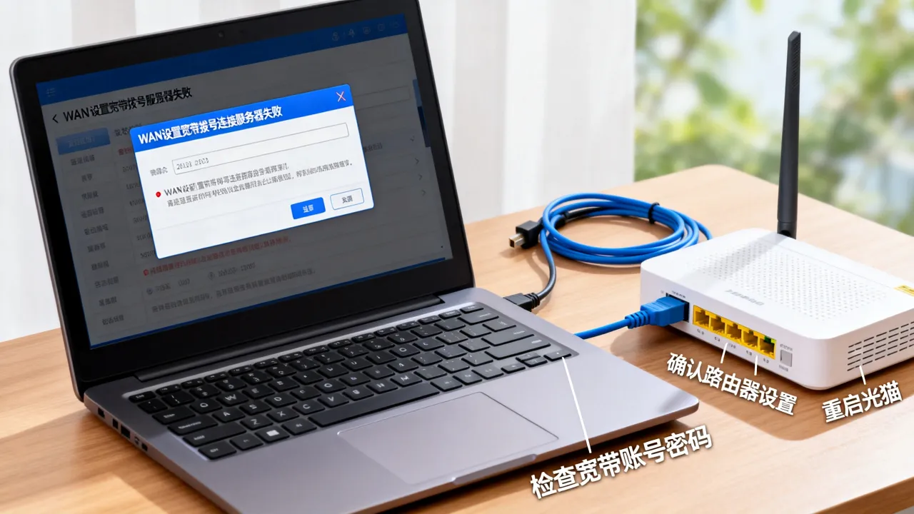 WAN设置宽带拨号连接服务器失败是什么原因，怎么解决？