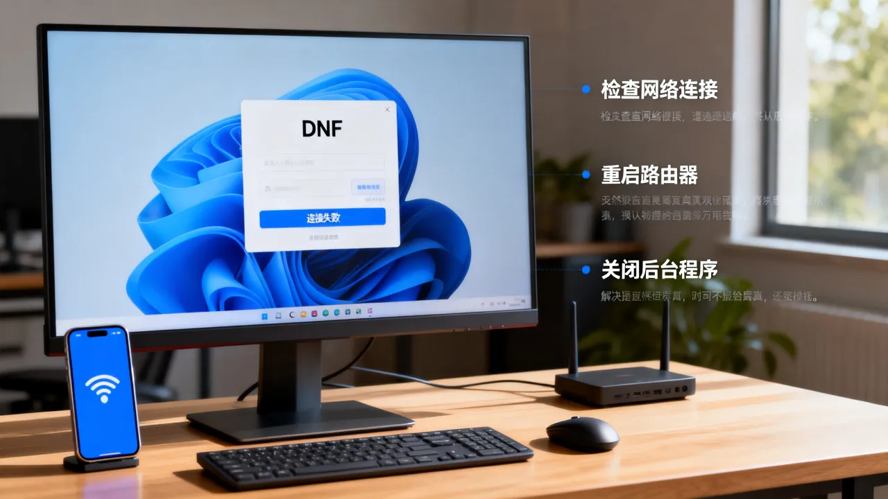 dnf为什么不显示服务器未响应，登录游戏一直连接失败怎么解决