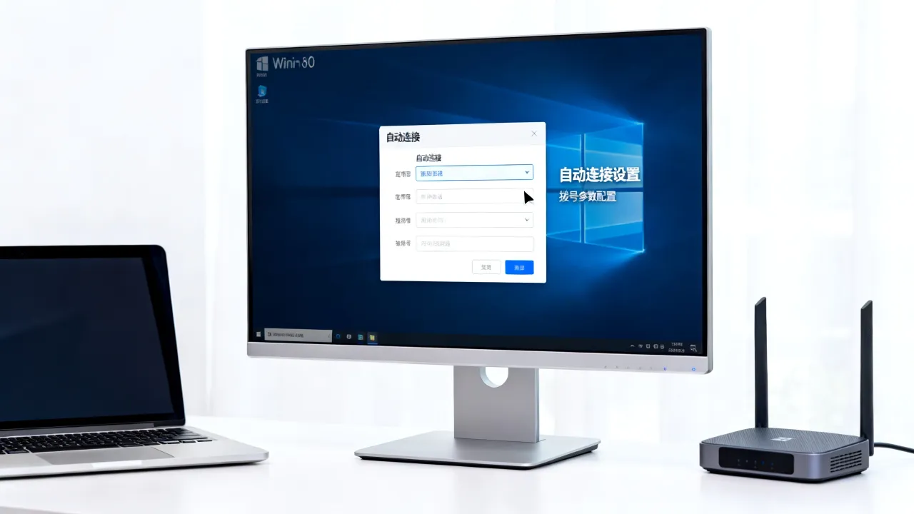 Win10宽带连接如何自动连接服务器，自动拨号怎么设置？