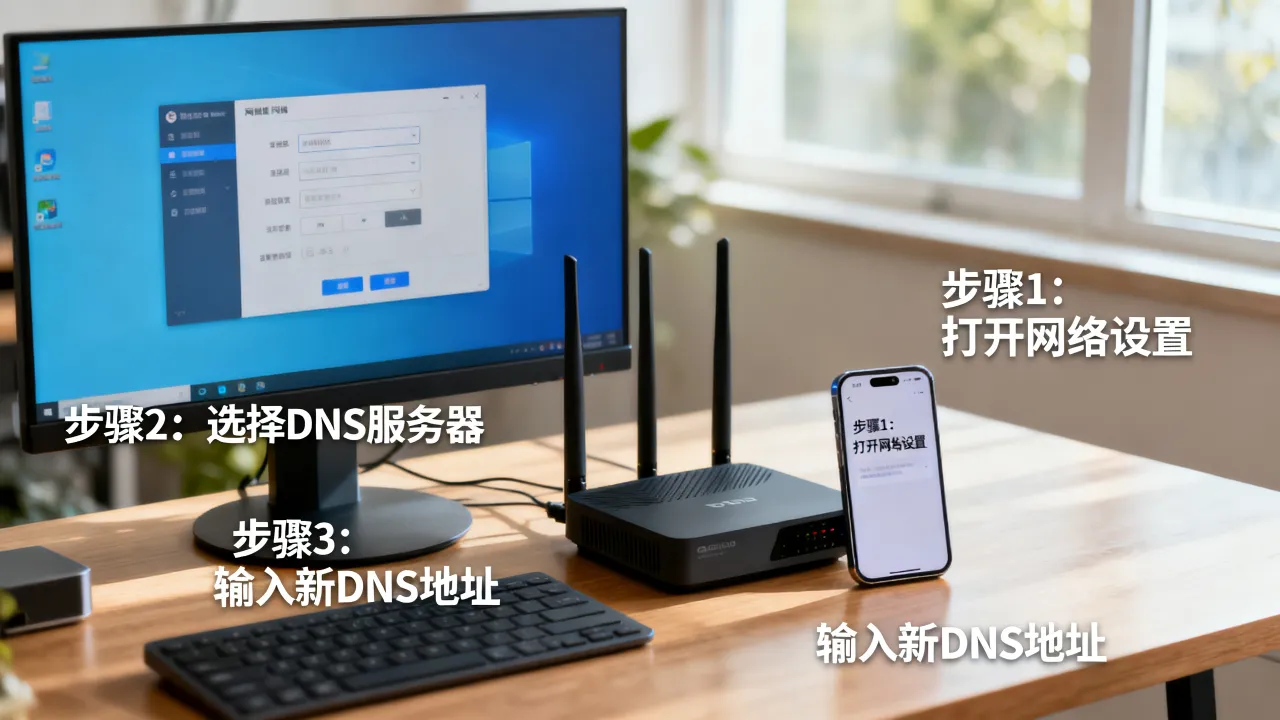 中国电信宽带服务器连接不上怎么办，如何修改DNS设置？