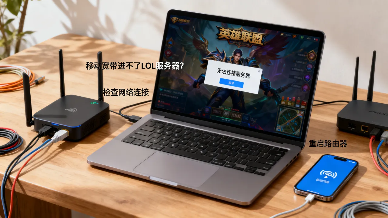 移动宽带为何进不了LOL服务器？，移动网络玩英雄联盟连不上服务器怎么办