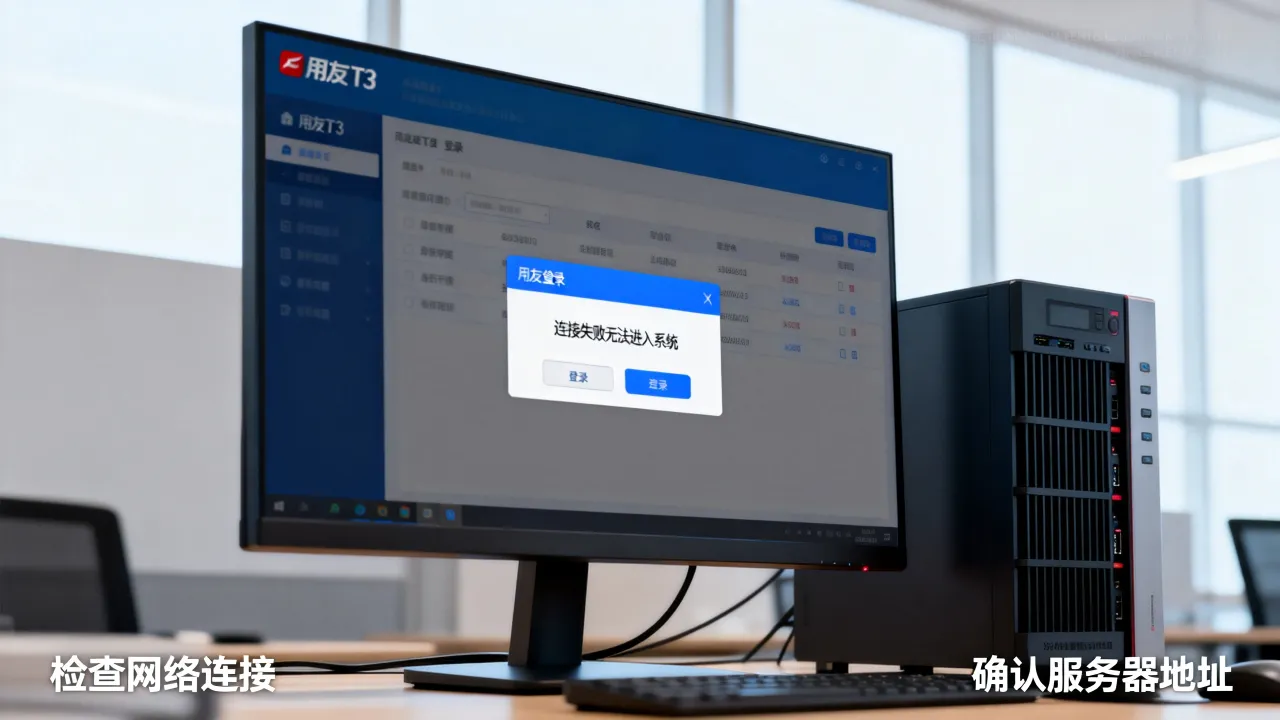 用友t3为什么不能登录服务器，连接失败无法进入系统怎么办？