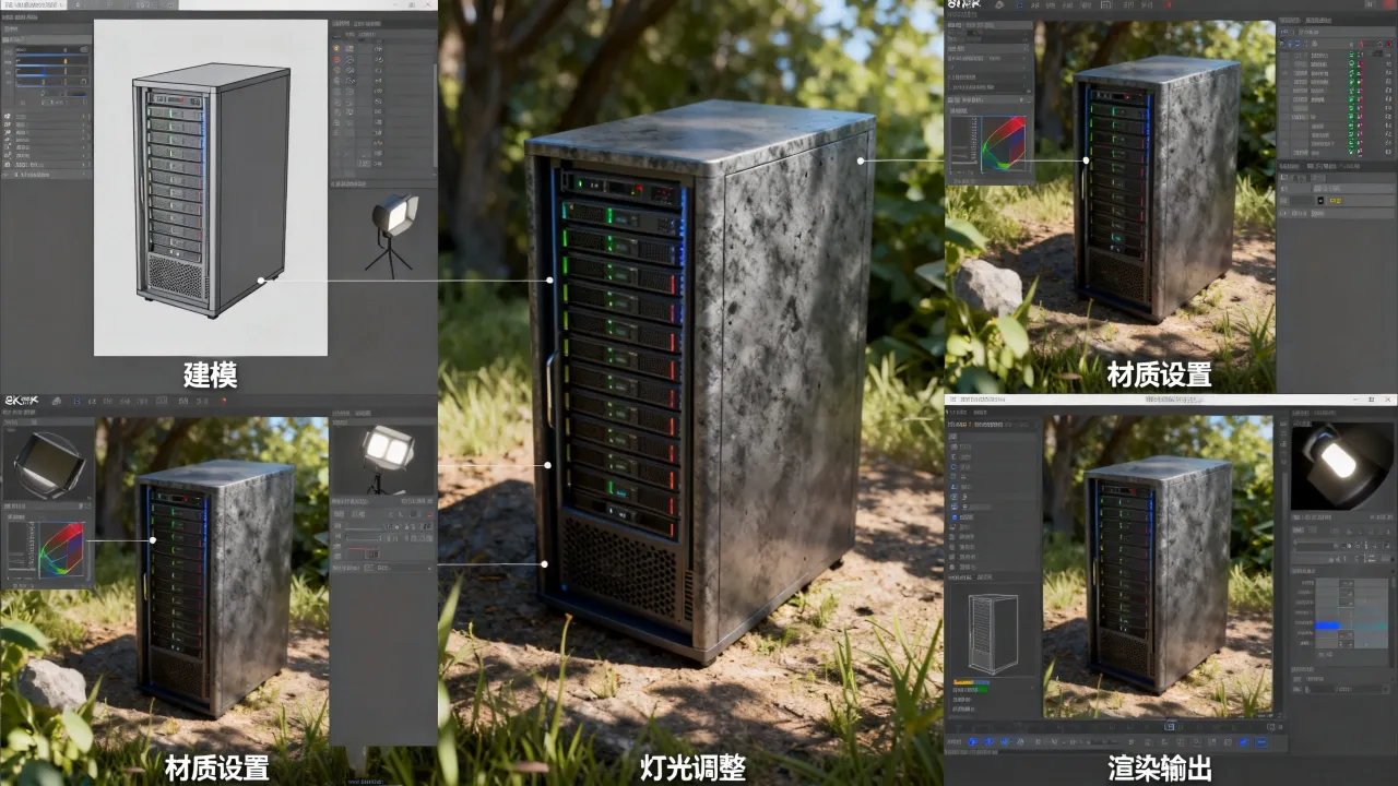 服务器主机三维模型怎么做？三维建模制作步骤详解