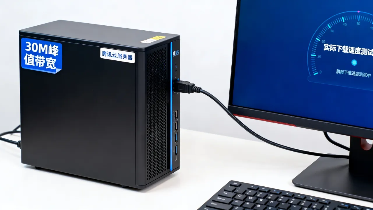 腾讯云服务器峰值带宽30m网速有多少，实际下载速度能跑多快？