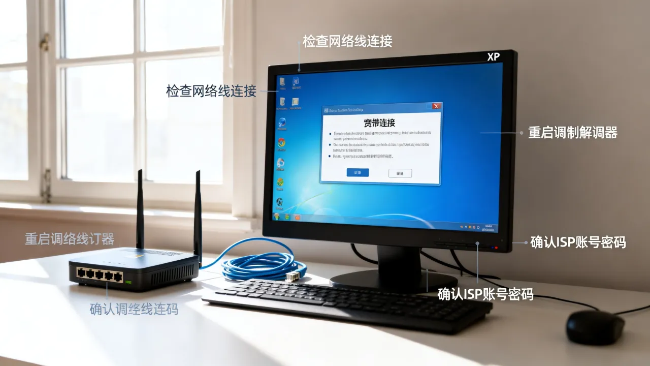 XP系统创建不了宽带连接服务器怎么办，XP宽带连接错误怎么解决