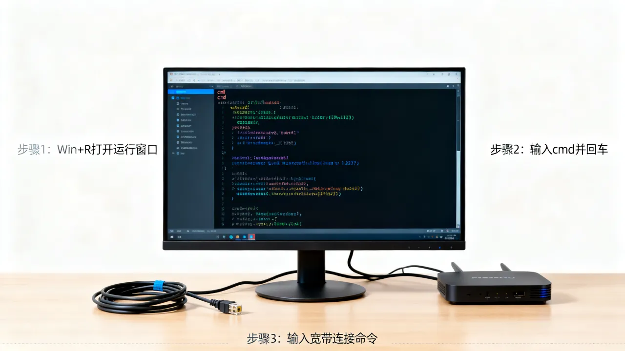如何用cmd打开宽带连接服务器，cmd命令行怎么连宽带连接