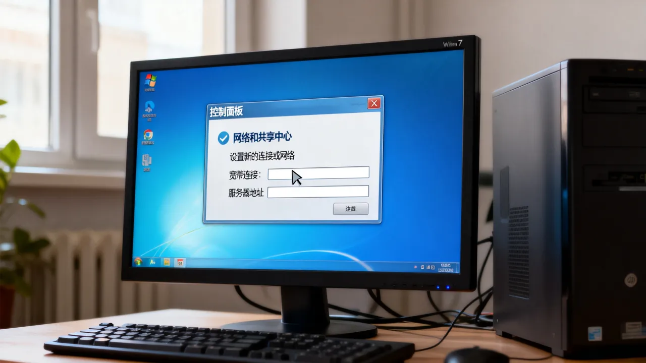win7怎么创建新的宽带连接服务器地址，宽带连接地址怎么填