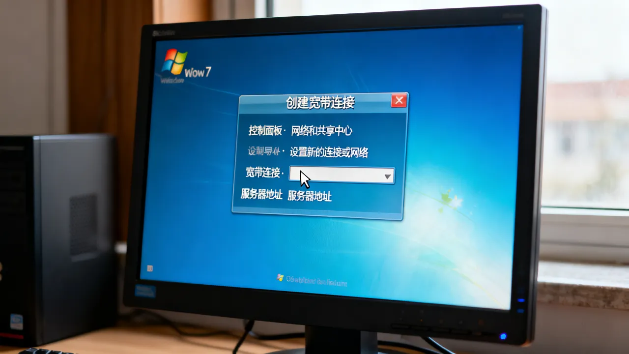 win7怎么创建新的宽带连接服务器地址，宽带连接地址怎么填