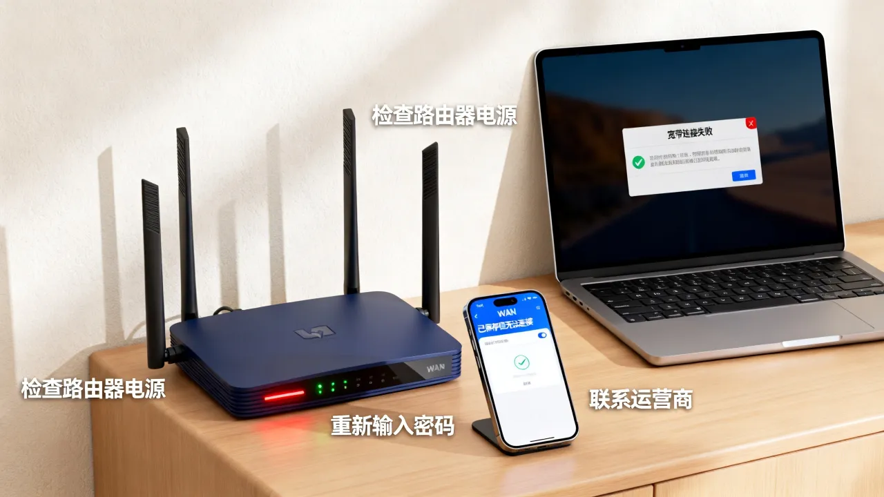 改wifi密码后宽带无法连接服务器怎么办，宽带连接失败是什么原因