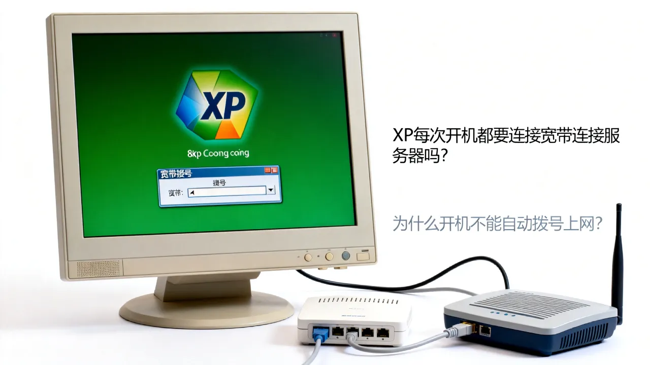 XP每次开机都要连接宽带连接服务器吗，为什么开机不能自动拨号上网？