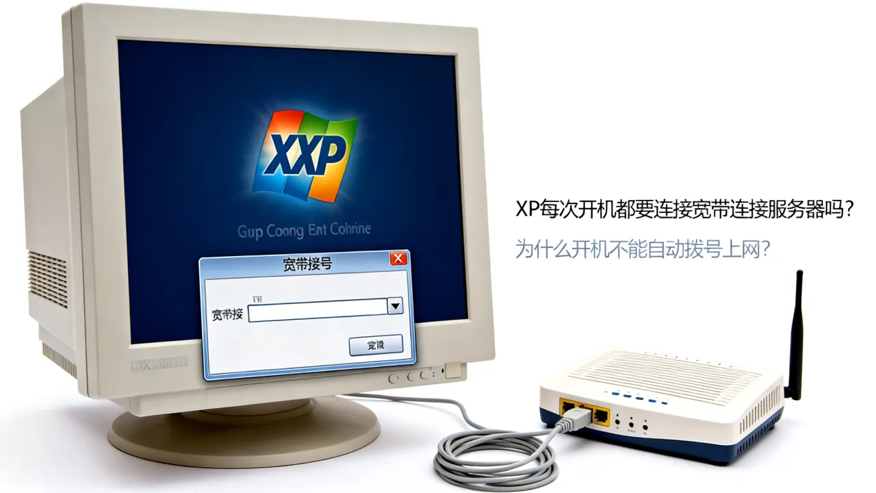 XP每次开机都要连接宽带连接服务器吗，为什么开机不能自动拨号上网？