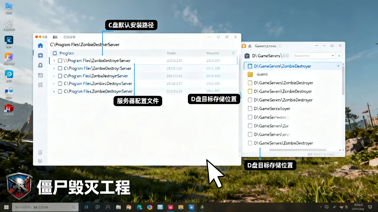 僵尸毁灭工程创建服务器为什么在c盘，怎么改到d盘？