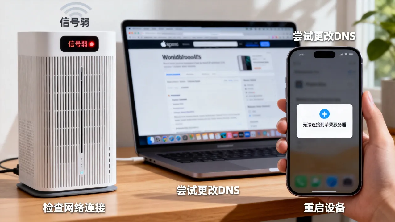 移动宽带无法连接苹果服务器是什么原因？怎么解决？