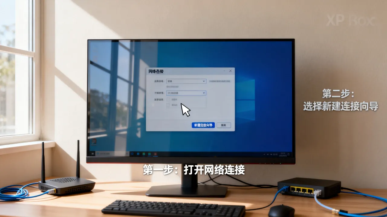 xp系统怎么添加新的宽带连接服务器，宽带连接怎么设置？