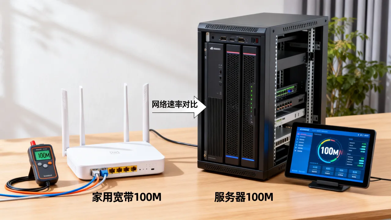 家用宽带100m等于服务器多少兆,服务器100M是多少兆宽带? 家用宽带100m等于服务器多少兆,服务器100M是多少兆宽带?
