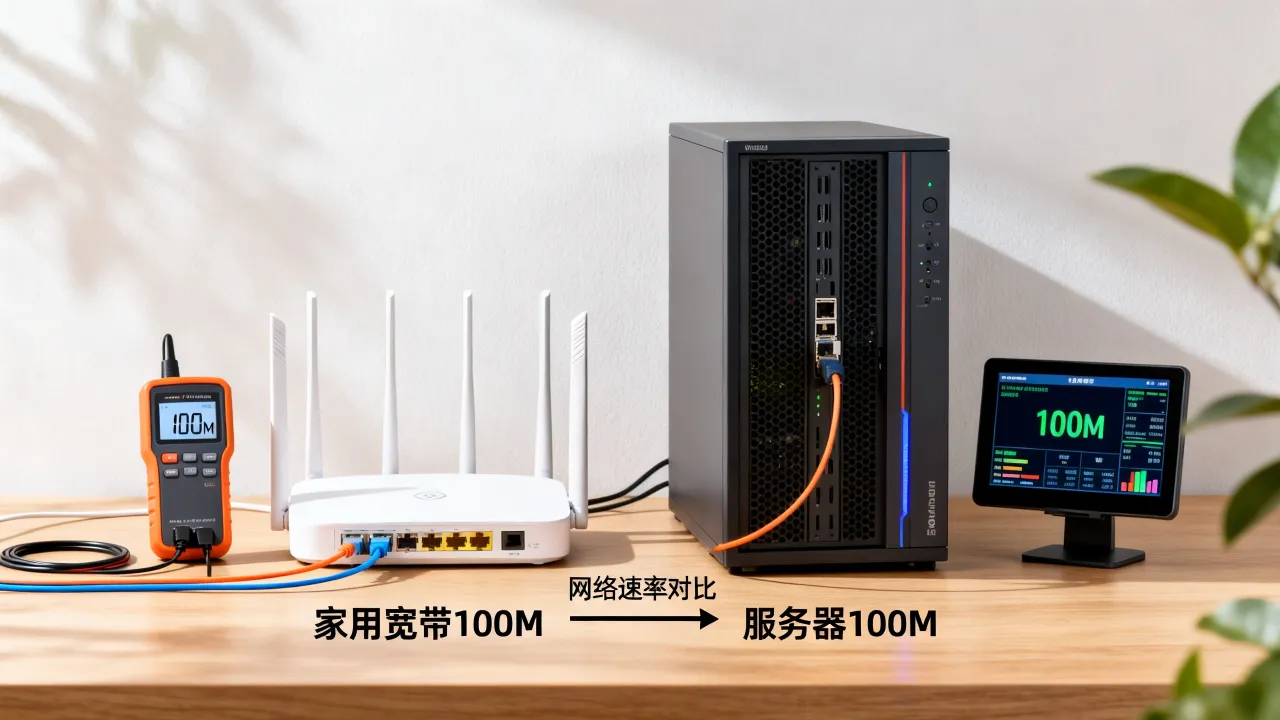 家用宽带100m等于服务器多少兆,服务器100M是多少兆宽带? 家用宽带100m等于服务器多少兆,服务器100M是多少兆宽带?