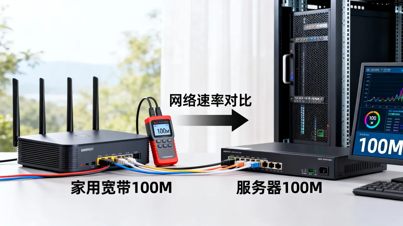 家用宽带100m等于服务器多少兆,服务器100M是多少兆宽带? 家用宽带100m等于服务器多少兆,服务器100M是多少兆宽带?