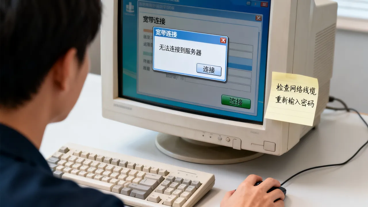XP怎么重新连接宽带连接服务器，XP宽带连接不上服务器怎么办
