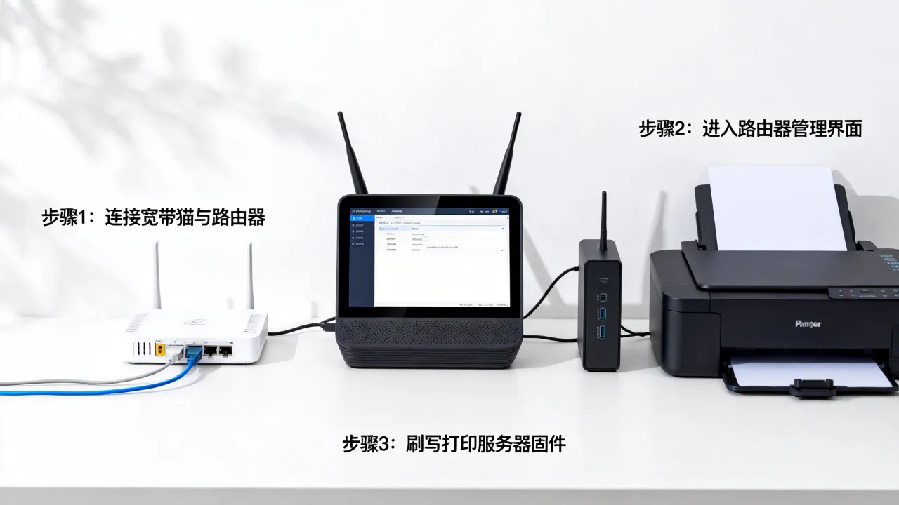 宽带猫如何刷成打印服务器，路由器刷固件设置教程？