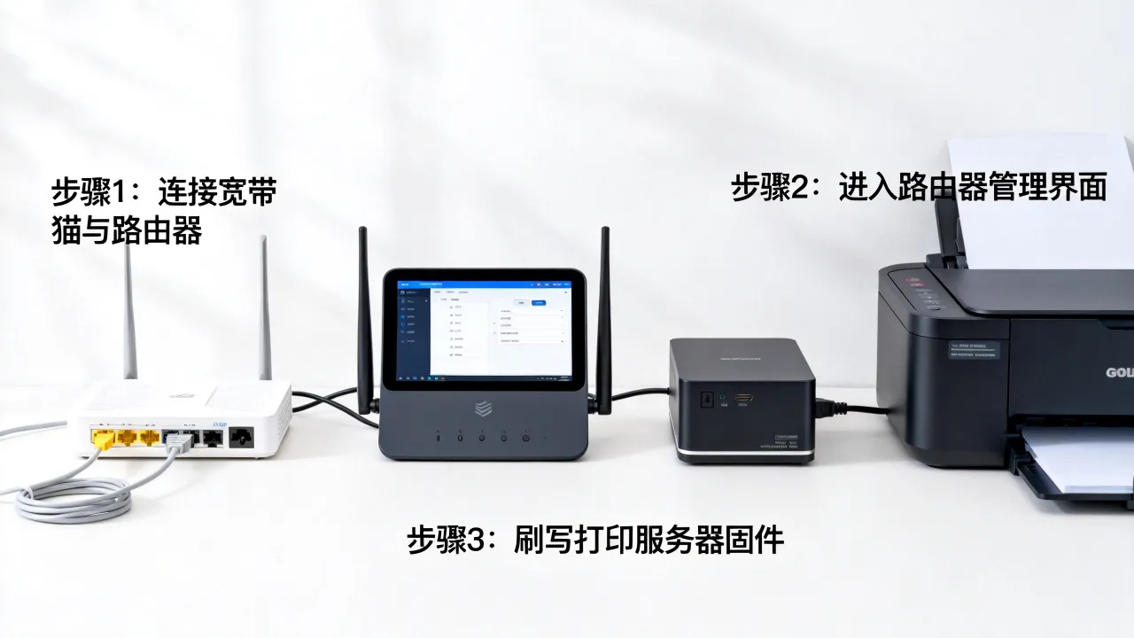 宽带猫如何刷成打印服务器，路由器刷固件设置教程？