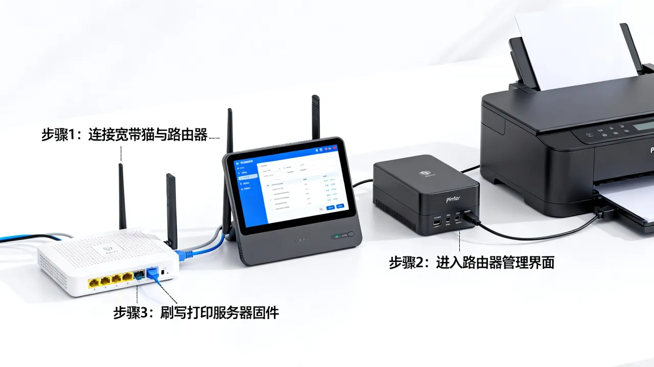 宽带猫如何刷成打印服务器，路由器刷固件设置教程？