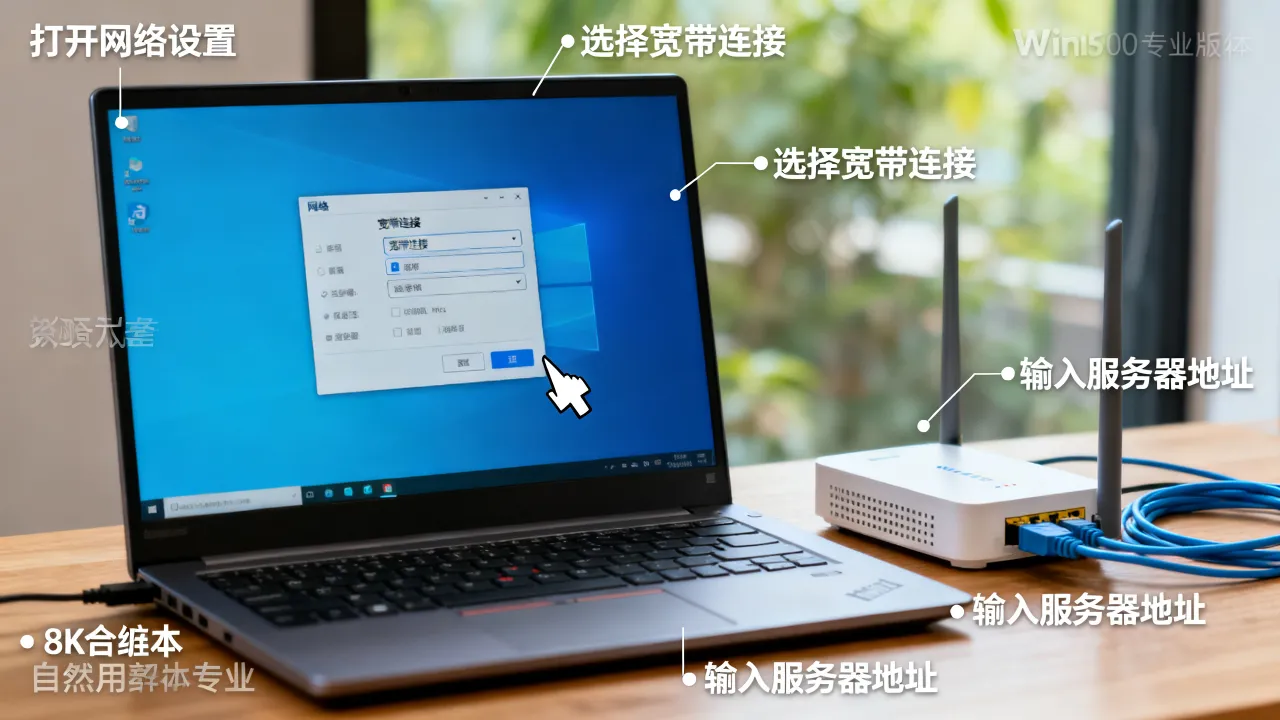 win10专业版怎么设置宽带连接服务器,宽带连接怎么设置