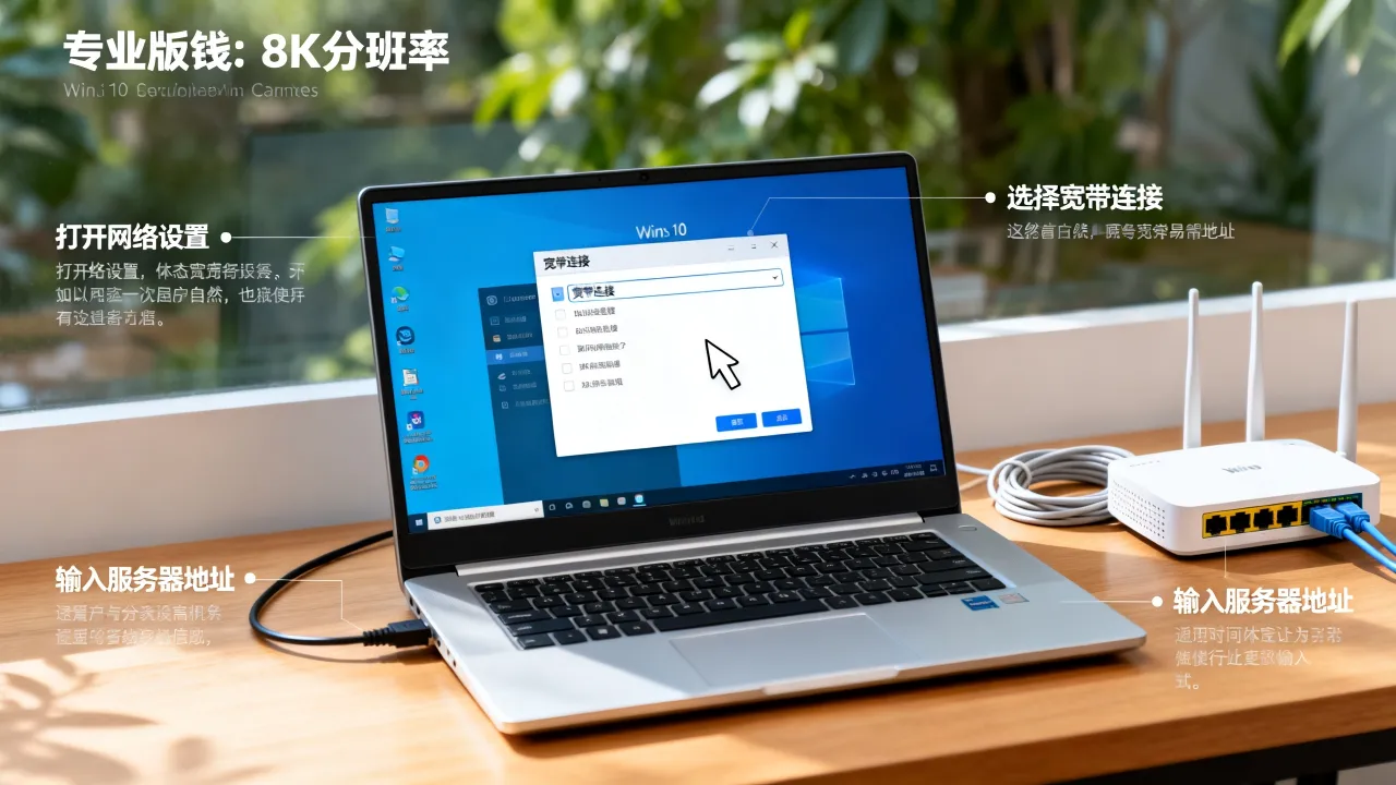 win10专业版怎么设置宽带连接服务器，宽带连接怎么设置