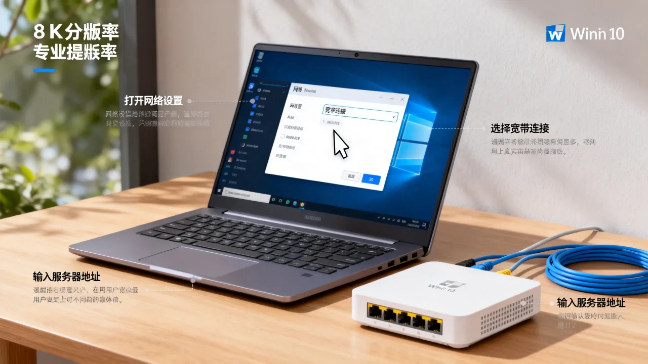 win10专业版怎么设置宽带连接服务器，宽带连接怎么设置