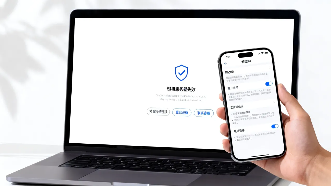 为什么修改id出现链接服务器出现问题，如何解决？