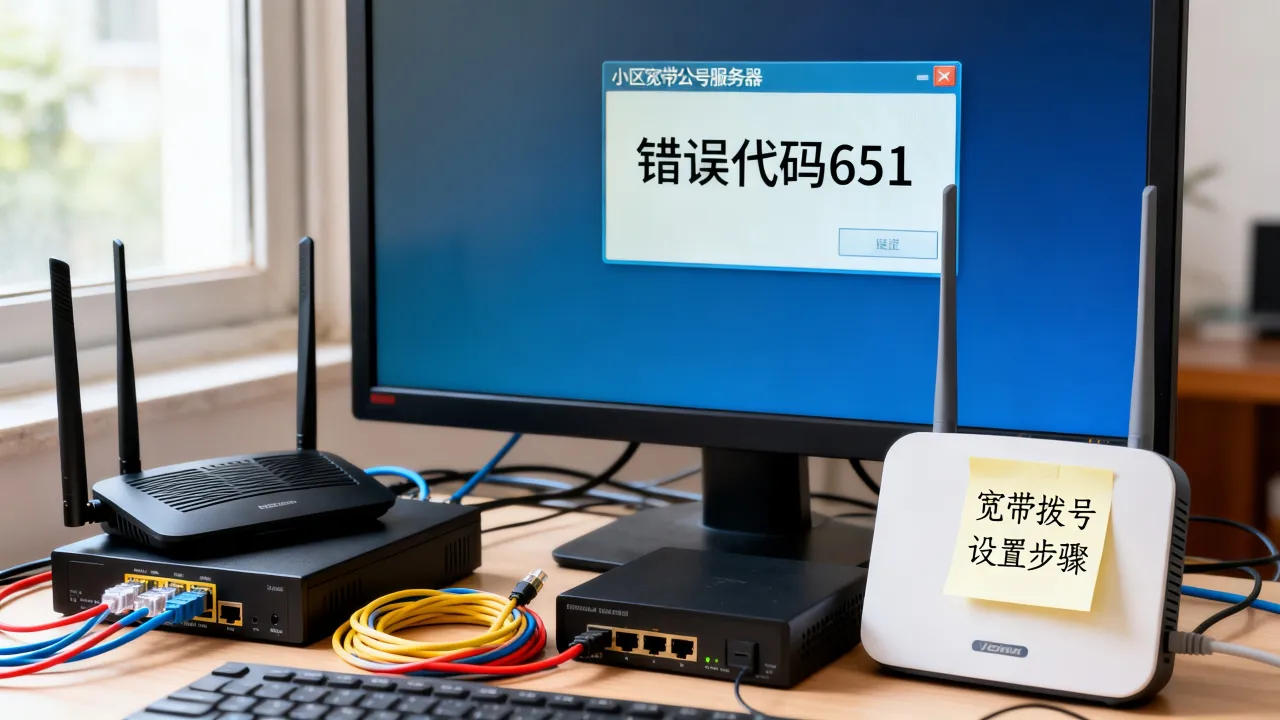小区宽带拨号服务器怎么设置？宽带连接错误代码651怎么办