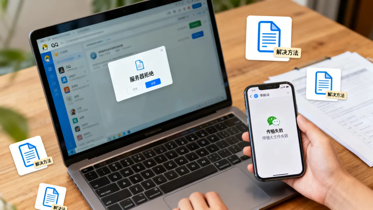 QQ发文件为什么服务器拒绝呢，微信传输大文件失败怎么解决