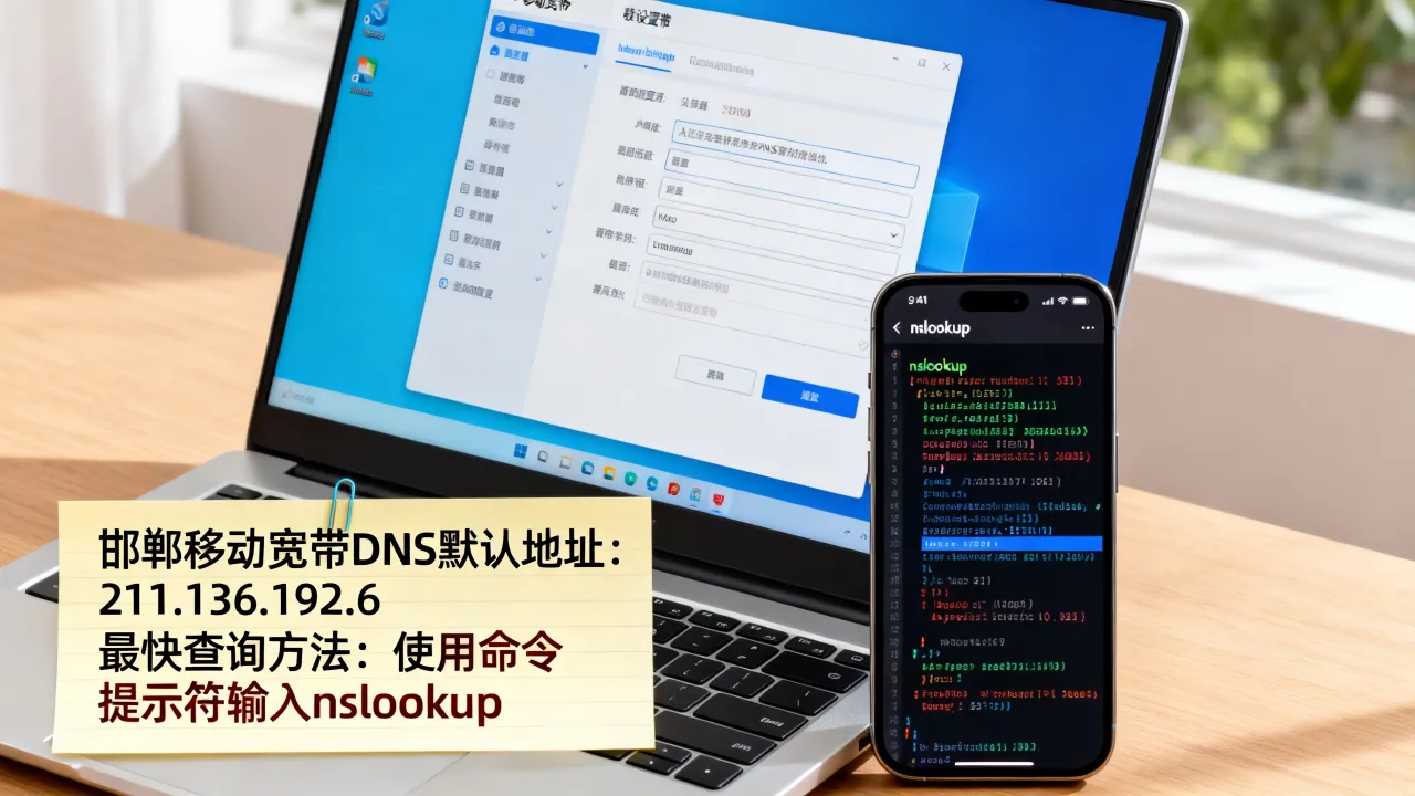 邯郸移动宽带DNS服务器默认地址是多少？怎么查最快？
