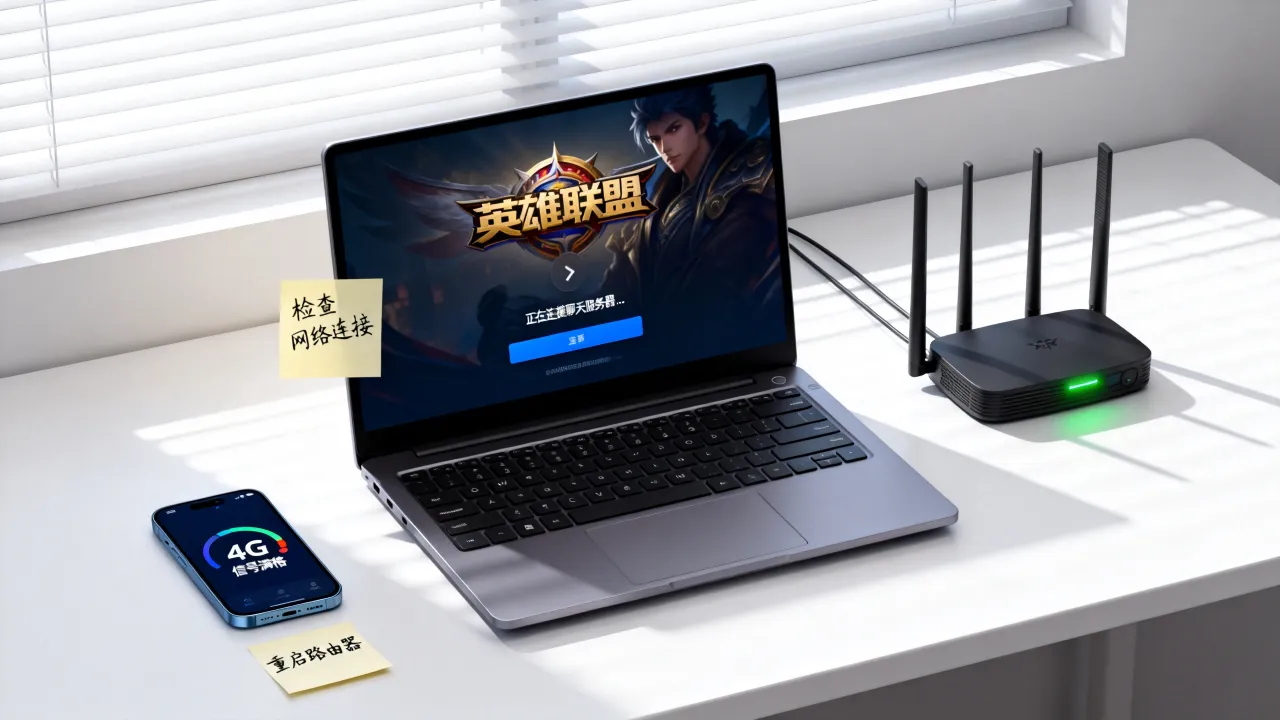 为什么lol一直在登录聊天服务器，一直连接不上怎么办？