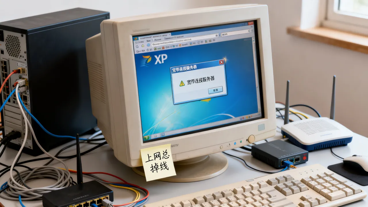 xp一开浏览器就提示宽带连接服务器，电脑上网总掉线怎么回事