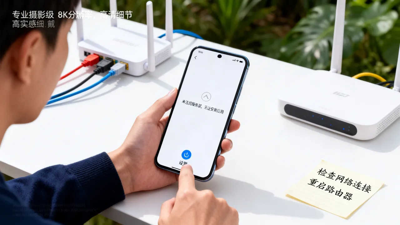 为什么下载app时显示未连接服务器，手机无法安装应用怎么办