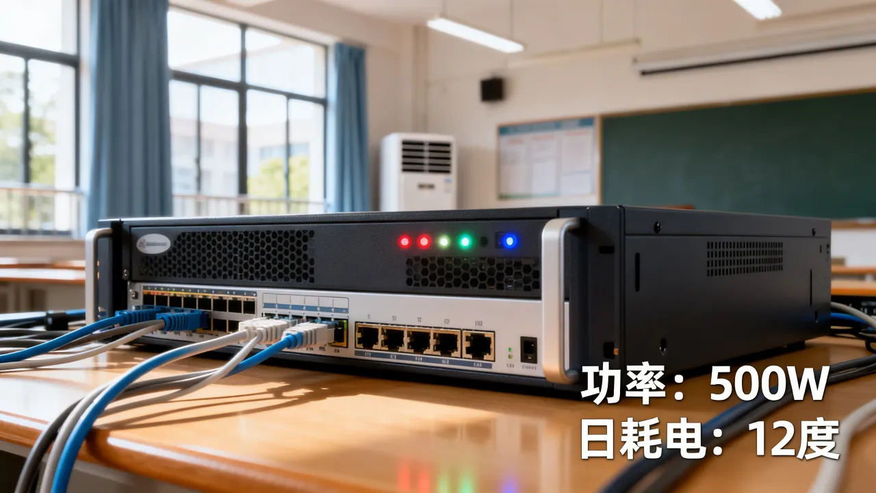 学校宽带服务器耗电吗，一天24小时要多少度电