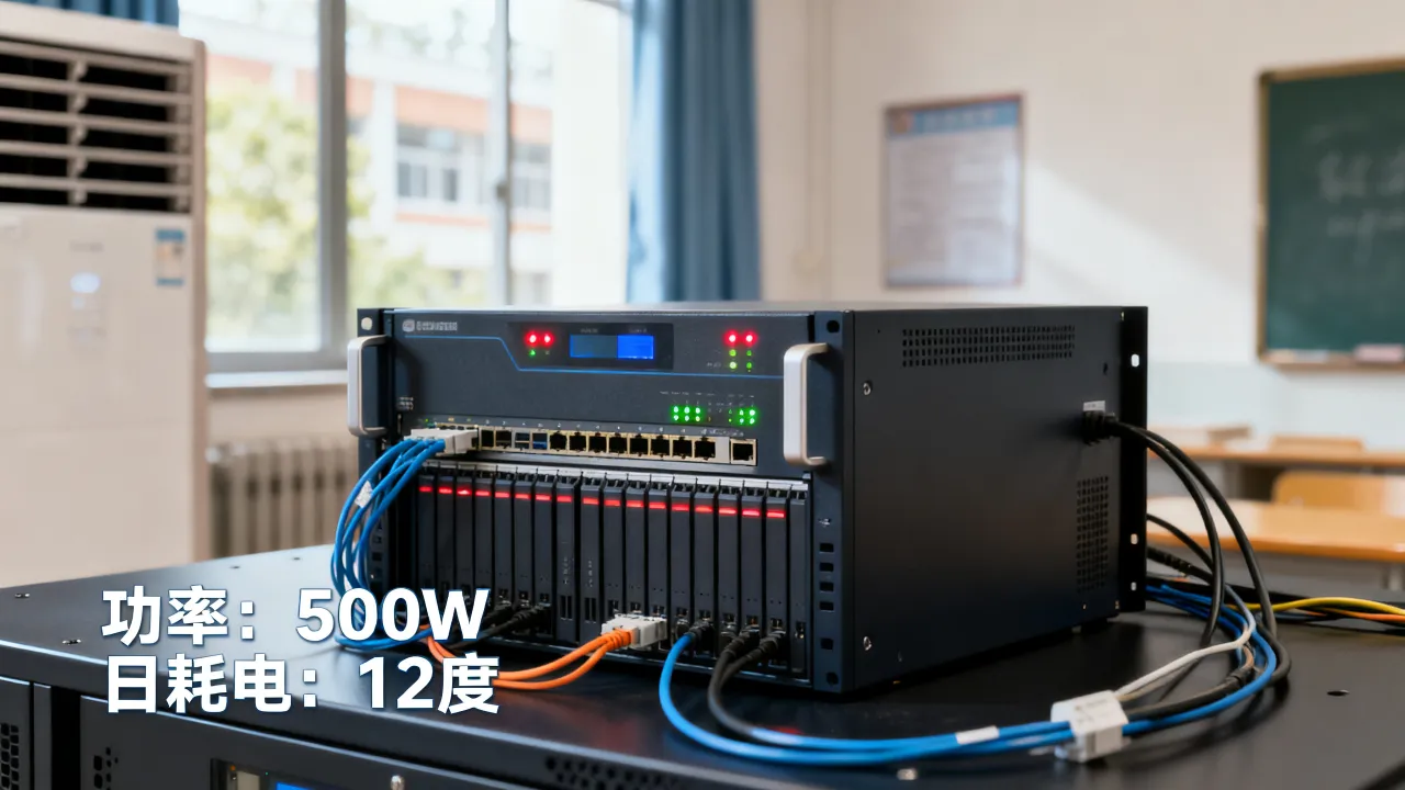 学校宽带服务器耗电吗，一天24小时要多少度电