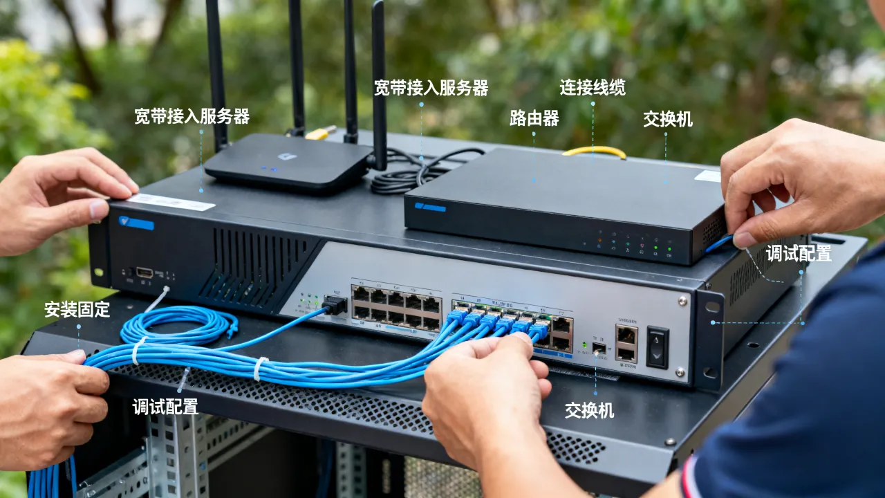 宽带接入服务器架设需要哪些设备和配置，怎么操作